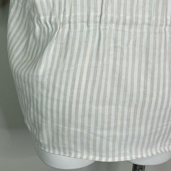 Worth Women's Linen Blend White Tan Stripe Button Up Tunic Size XXS/0 - Picture 6 of 12